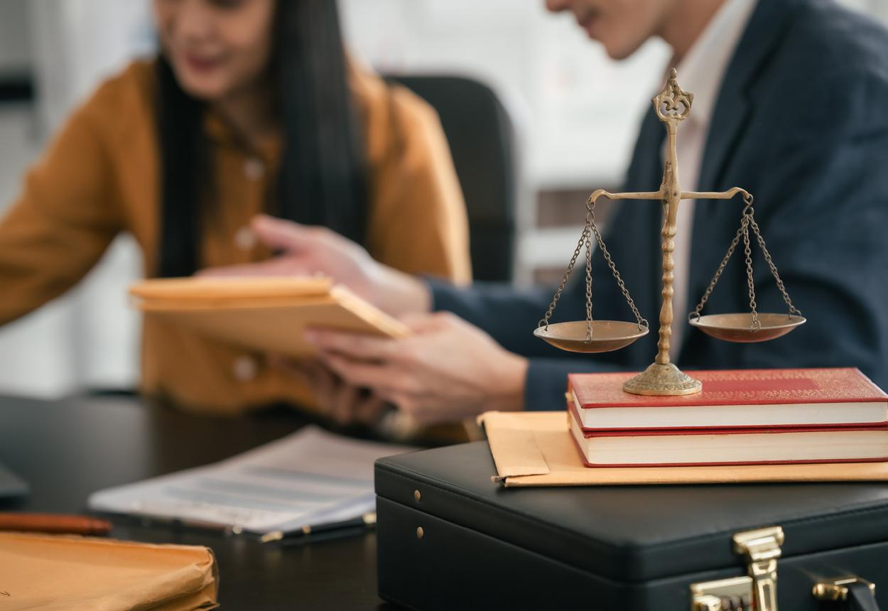 Scales of justice and legal books