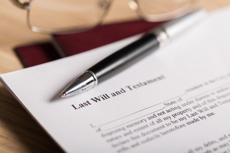 Last will and testament with a pen